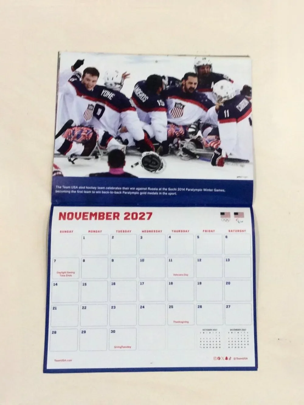 2027 Team USA 16-Month Wall Calendar 10.5